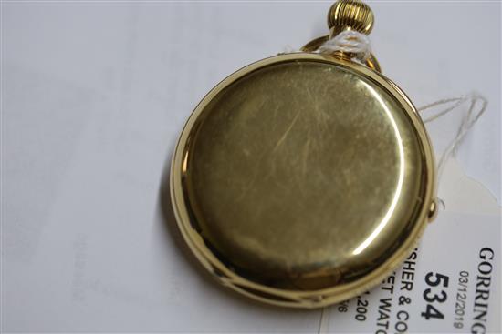 Usher & Cole, London. A Victorian 18ct gold hunter keyless chronograph pocket watch,